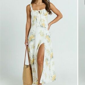 NWT - Showpo Floral White and Yellow Maxi Dress